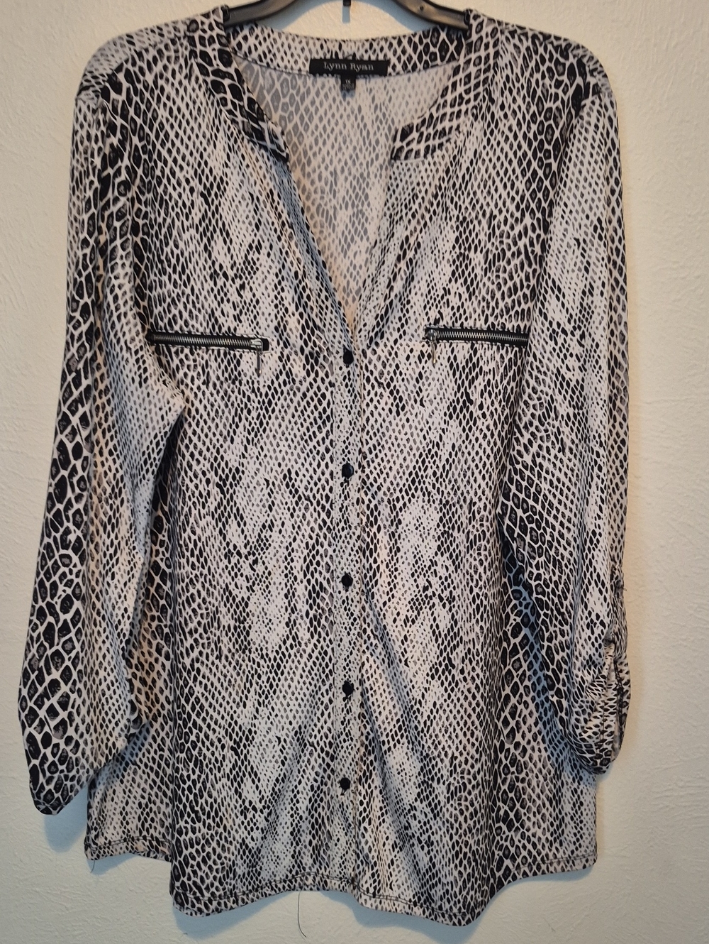 Lynn Ryan Black & White Snake Print Button-Down Shirt